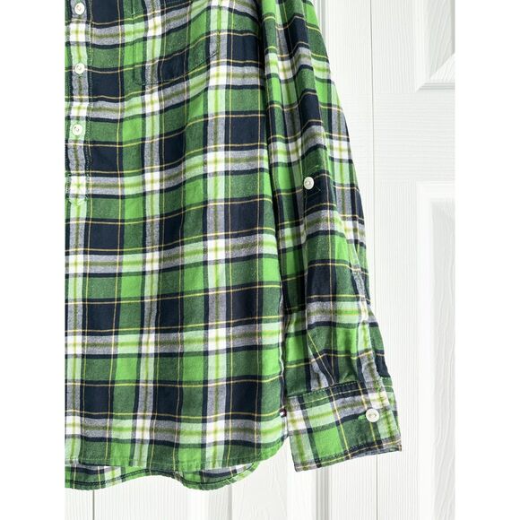 Tommy Hilfiger Top Women's Size M Blue Green Plaid 100% Cotton Button-Down - Picture 4 of 11
